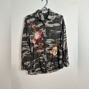 Paparazzi by biz camo embroidered button shirt